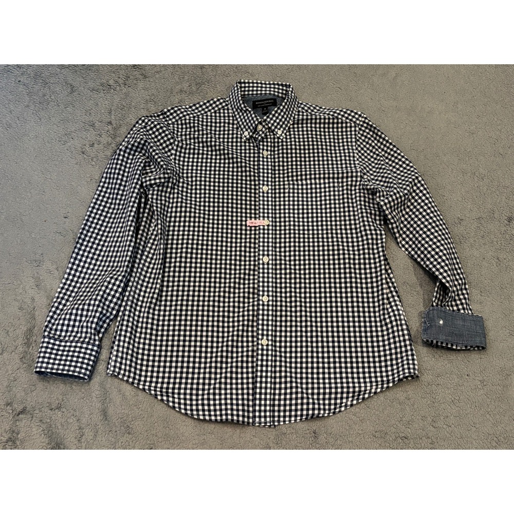 Banana Republic Soft Wash Standard Fit Gingham Button Down Shirt Mens Medium